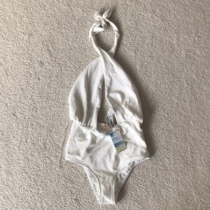 Forever 21 white halter backless monokini size s